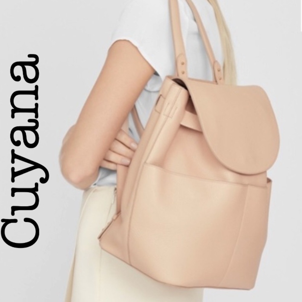 Cuyana Soft Pebbled Leather Backpack Tote in Blush